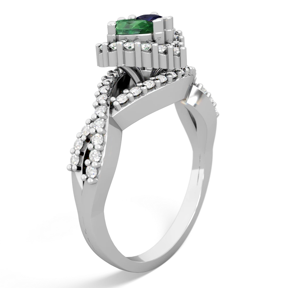 Lab Emerald Diamond Twist 'One Heart' 14K White Gold ring R2640HRT