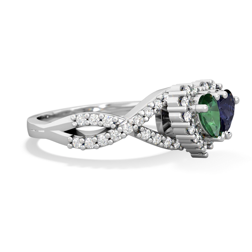 Lab Emerald Diamond Twist 'One Heart' 14K White Gold ring R2640HRT