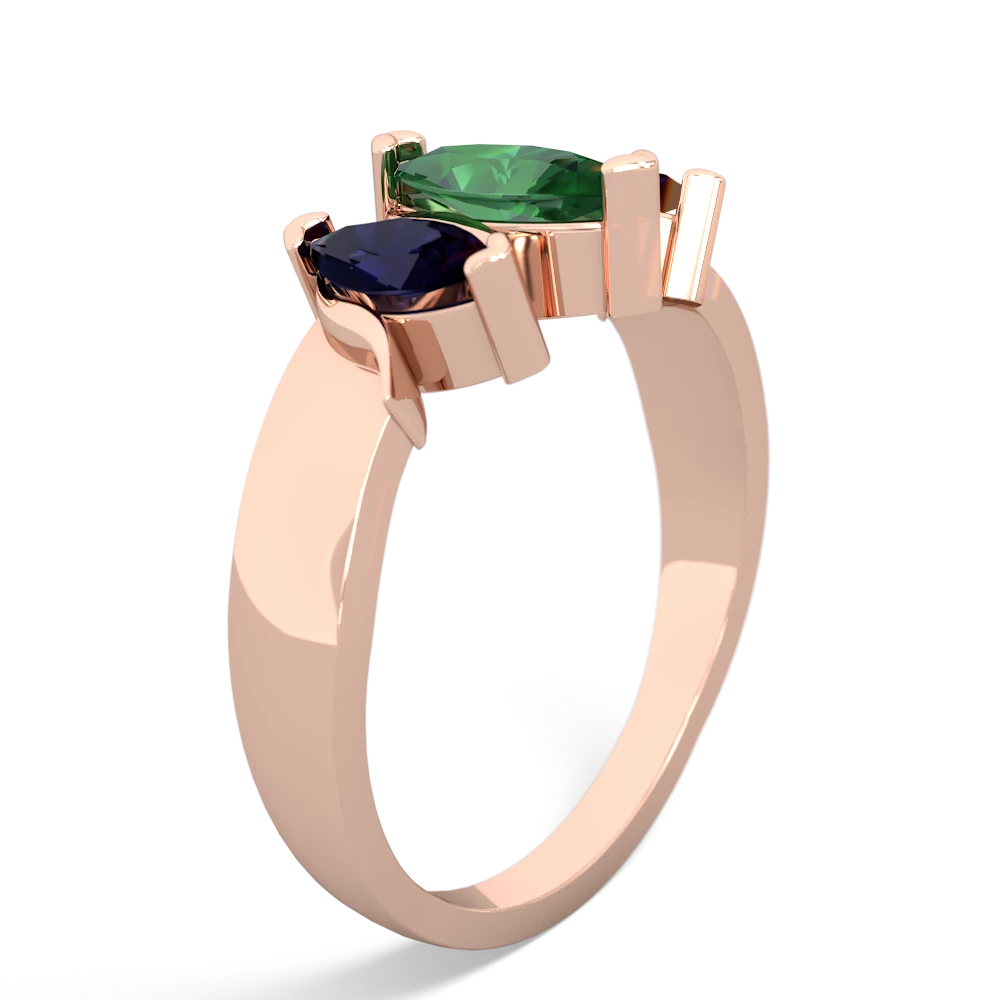 Lab Emerald Three Peeks 14K Rose Gold ring R2433