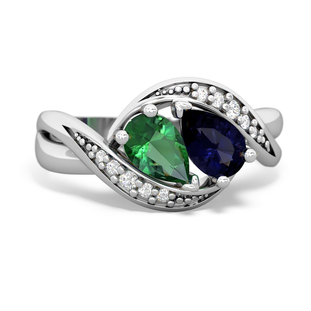 Lab Emerald Summer Winds 14K White Gold ring R5342