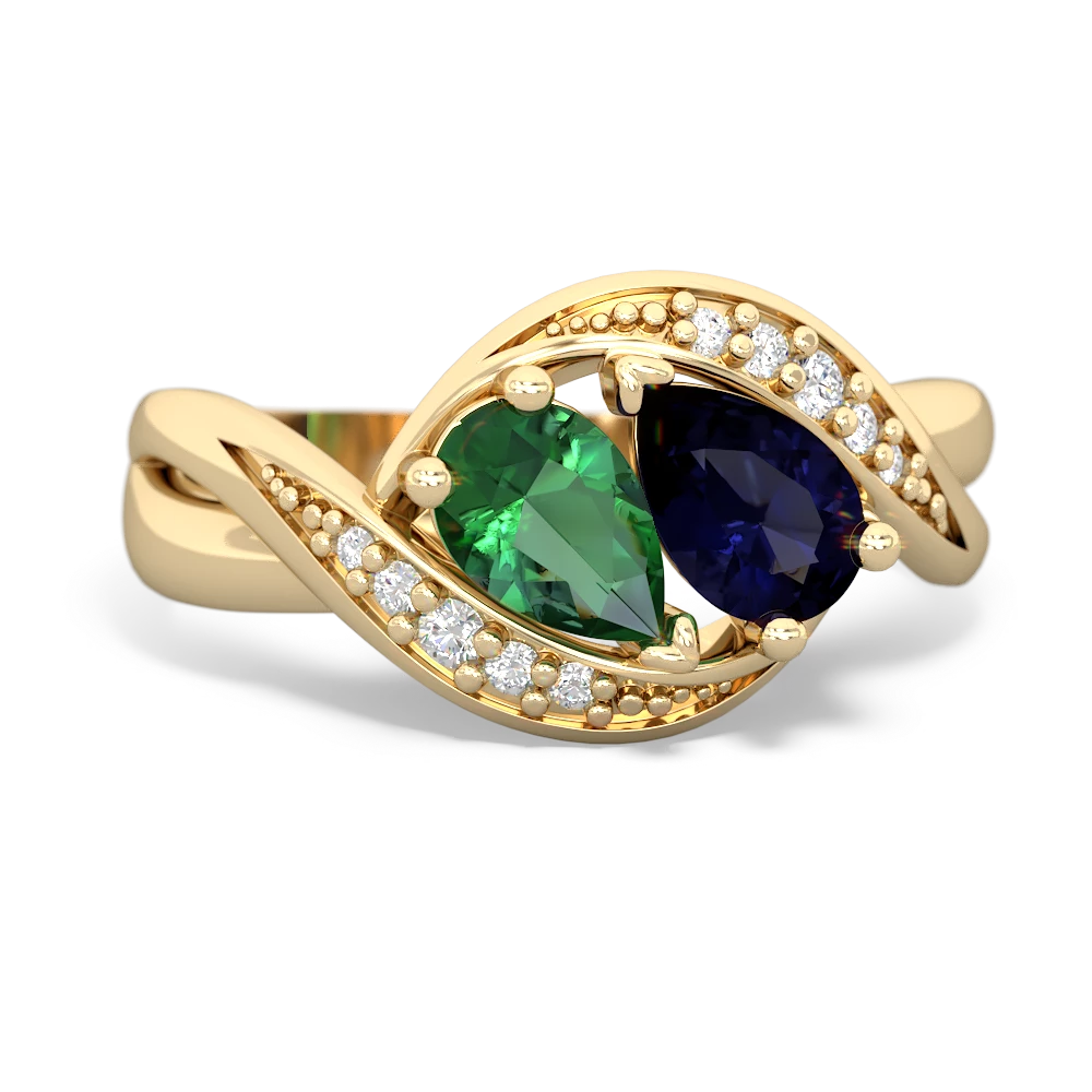 Lab Emerald Summer Winds 14K Yellow Gold ring R5342