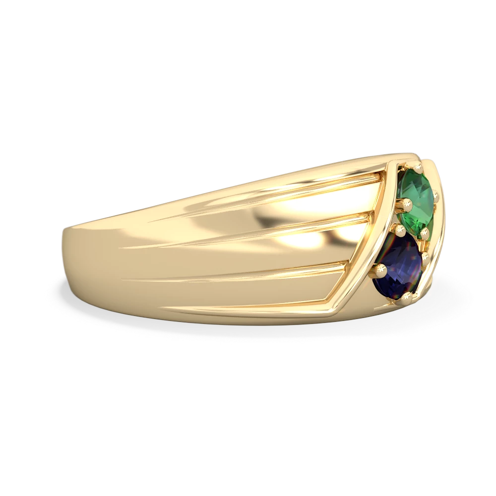 Lab Emerald Men's Streamline 14K Yellow Gold ring R0460