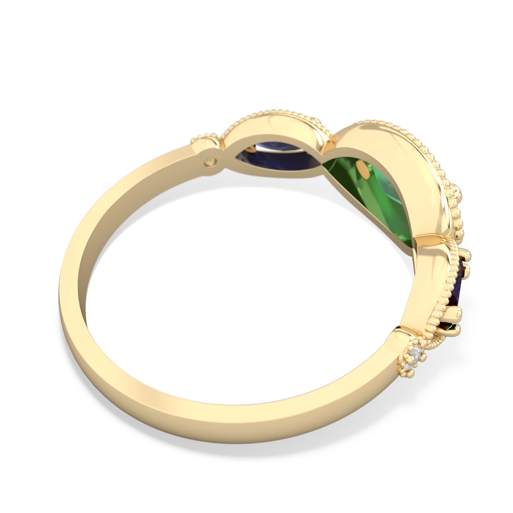 Lab Emerald Milgrain Marquise 14K Yellow Gold ring R5700