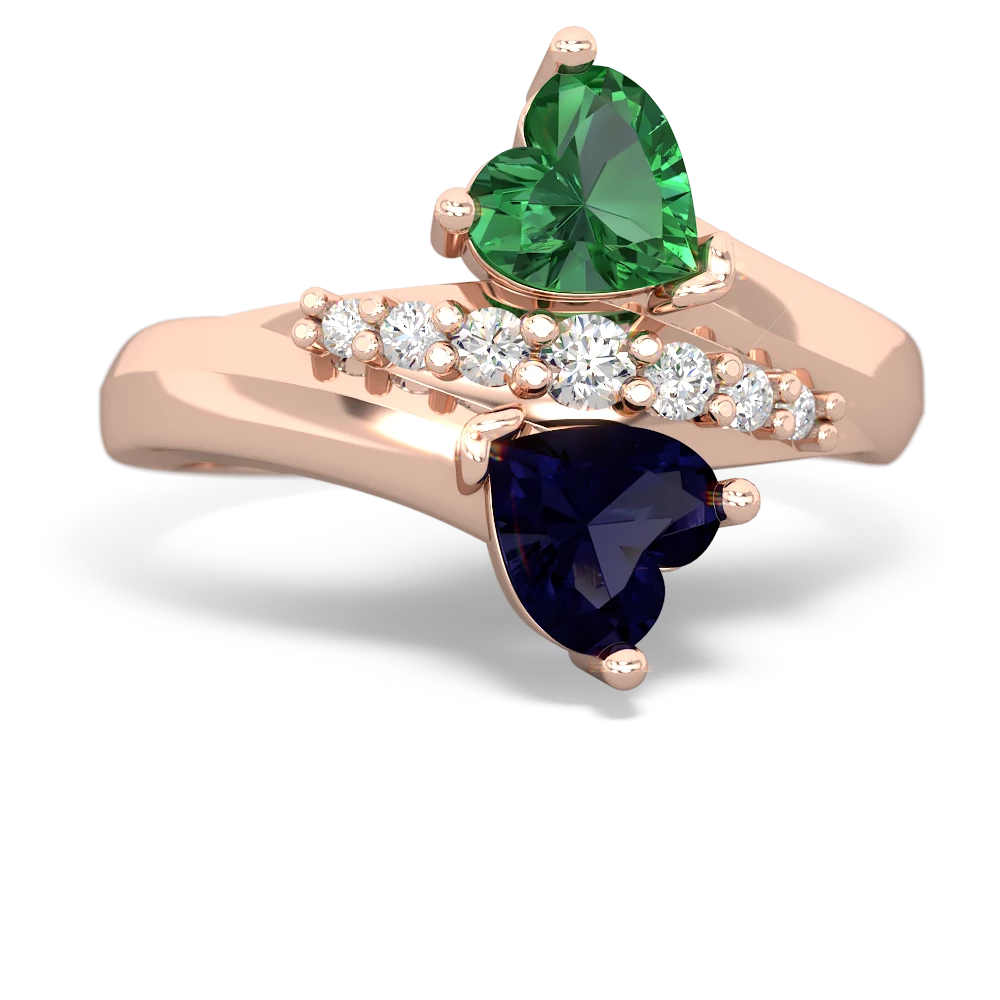 Lab Emerald Heart To Heart 14K Rose Gold ring R2064