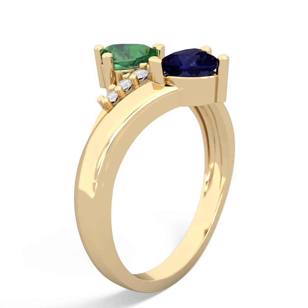 Lab Emerald Heart To Heart 14K Yellow Gold ring R2064