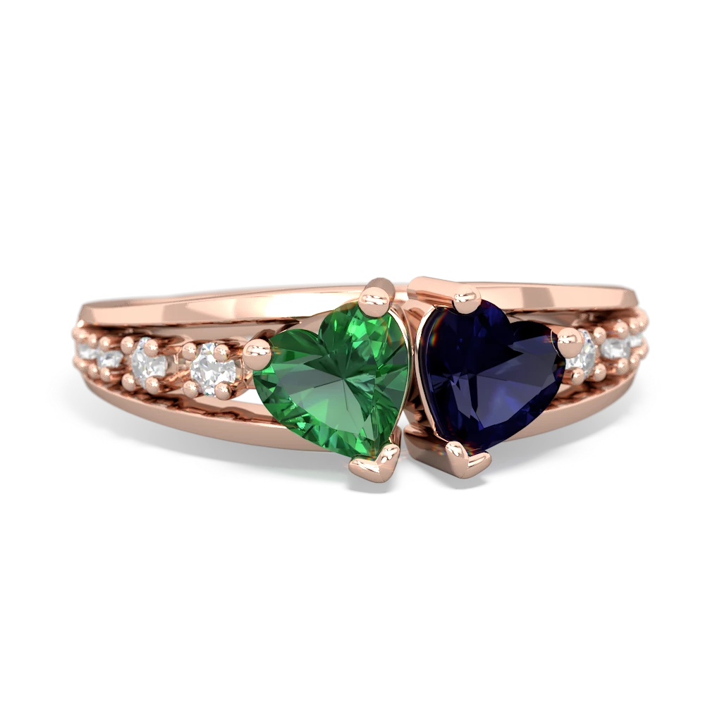 Lab Emerald Heart To Heart 14K Rose Gold ring R3342