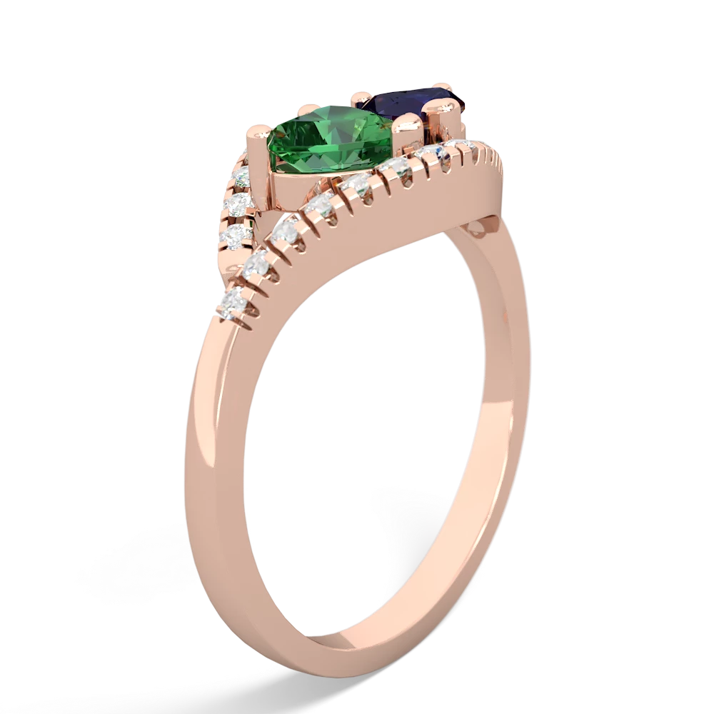 Lab Emerald Mother And Child 14K Rose Gold ring R3010