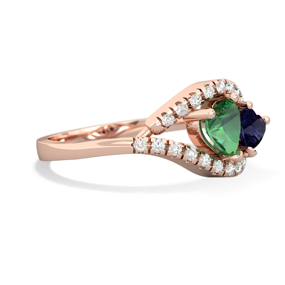 Lab Emerald Mother And Child 14K Rose Gold ring R3010