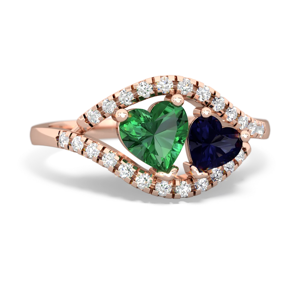 Lab Emerald Mother And Child 14K Rose Gold ring R3010