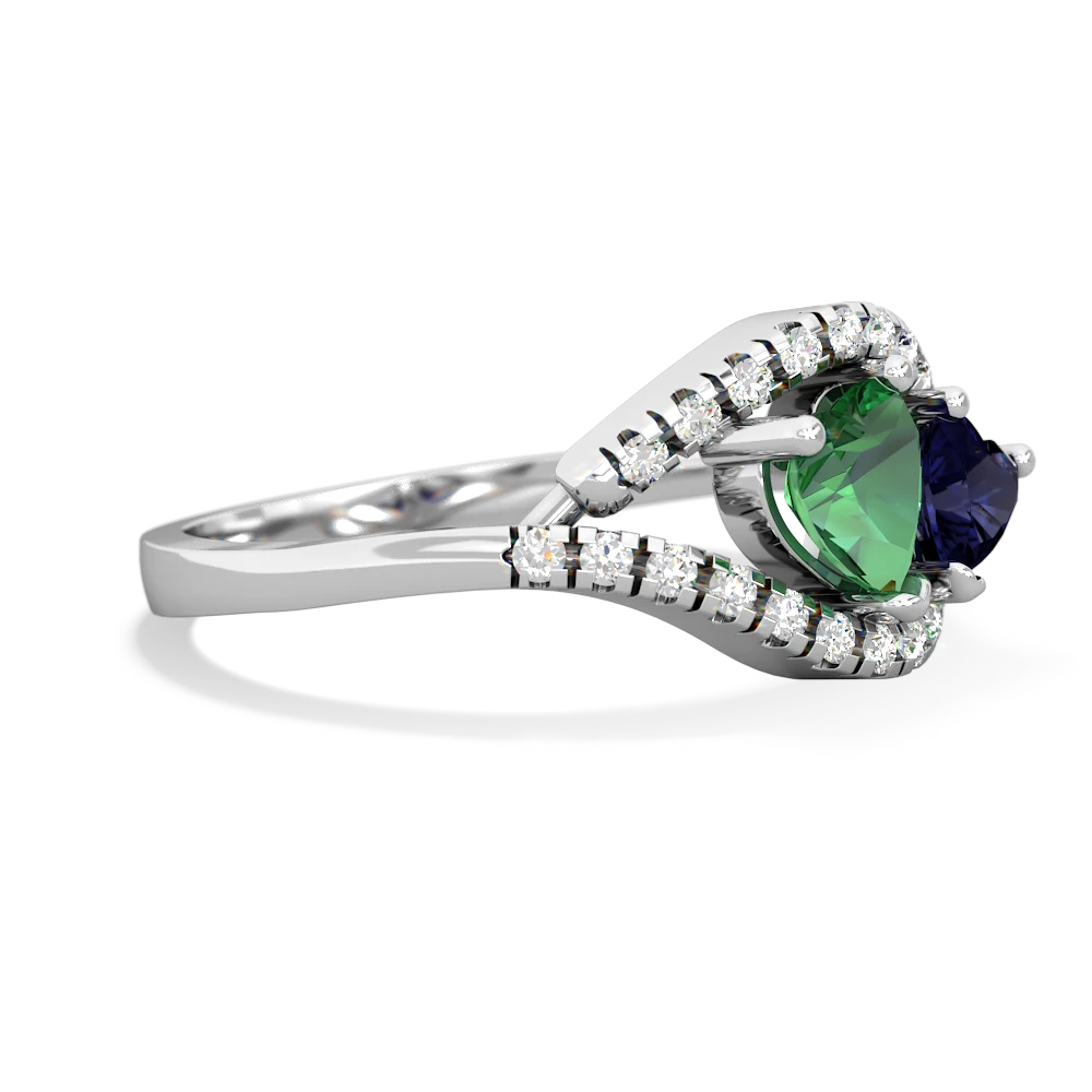 Lab Emerald Mother And Child 14K White Gold ring R3010