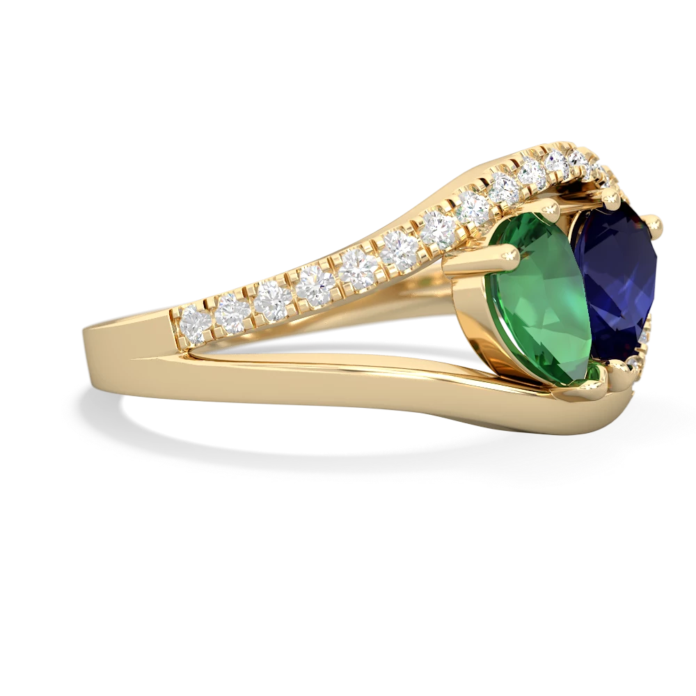 Lab Emerald Nestled Heart Keepsake 14K Yellow Gold ring R5650