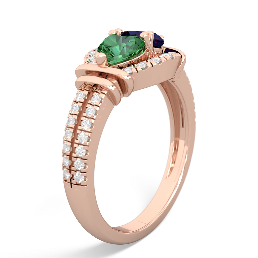 Lab Emerald Art-Deco Keepsake 14K Rose Gold ring R5630