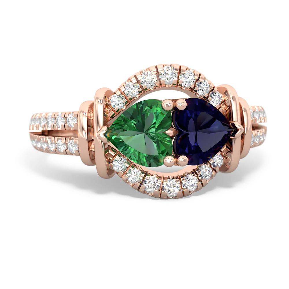 Lab Emerald Art-Deco Keepsake 14K Rose Gold ring R5630