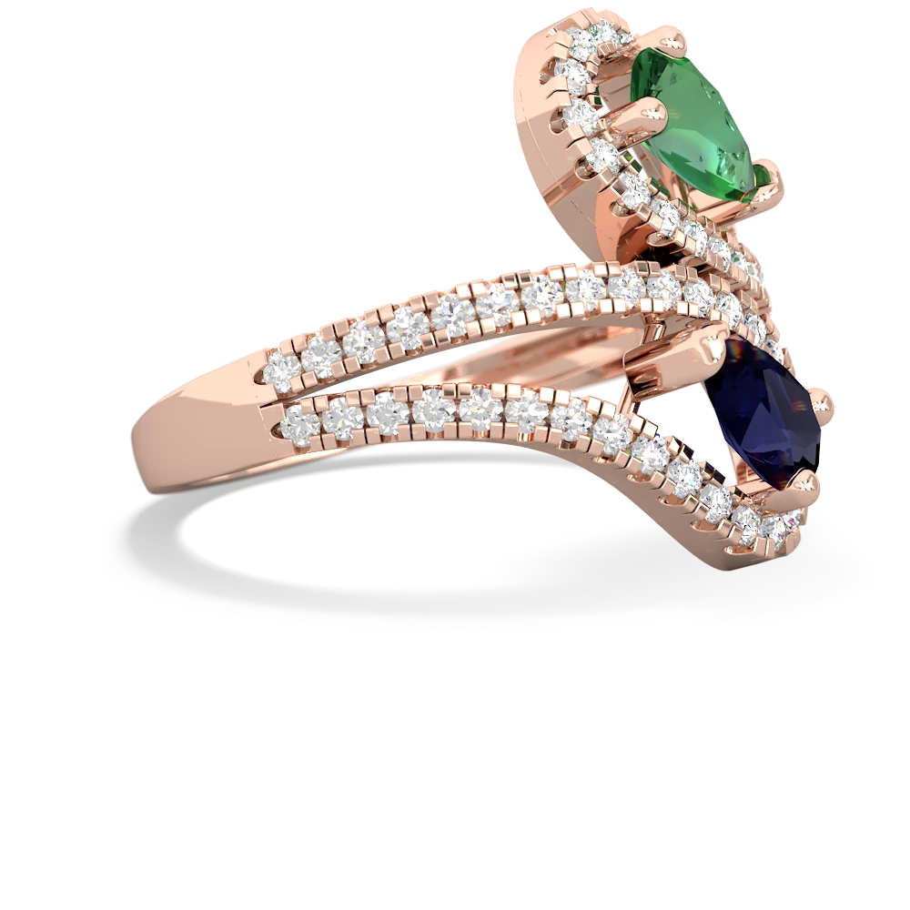 Lab Emerald Diamond Dazzler 14K Rose Gold ring R3000