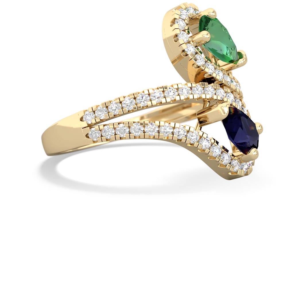 Lab Emerald Diamond Dazzler 14K Yellow Gold ring R3000