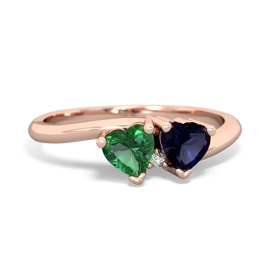 Lab Emerald Sweethearts 14K Rose Gold ring R5260