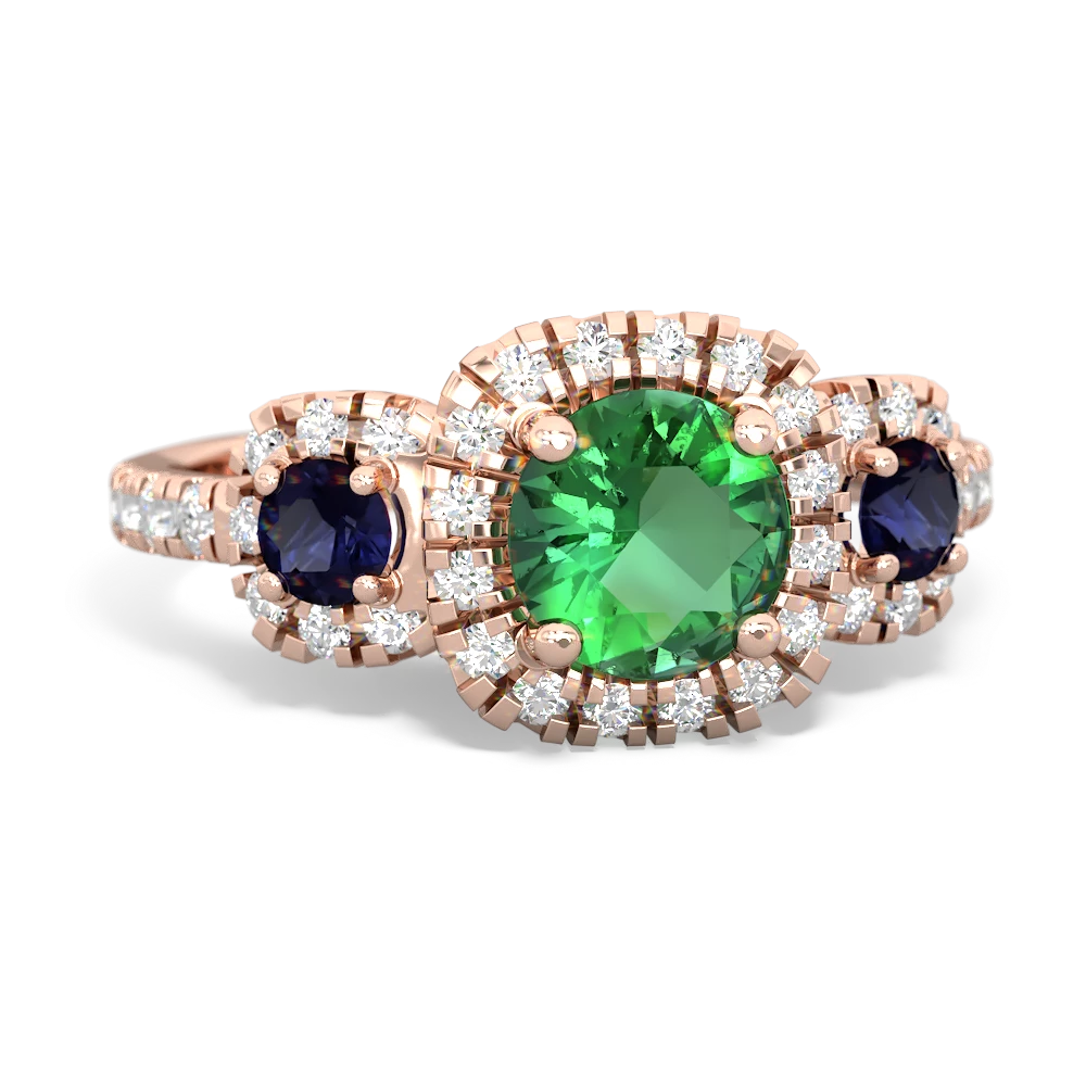 Lab Emerald Regal Halo 14K Rose Gold ring R5350