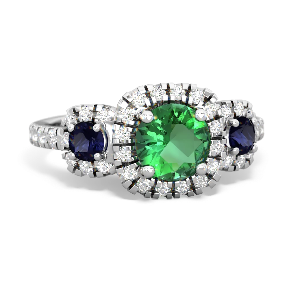 Lab Emerald Regal Halo 14K White Gold ring R5350