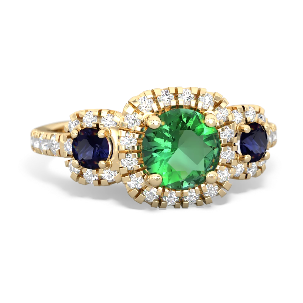 Lab Emerald Regal Halo 14K Yellow Gold ring R5350