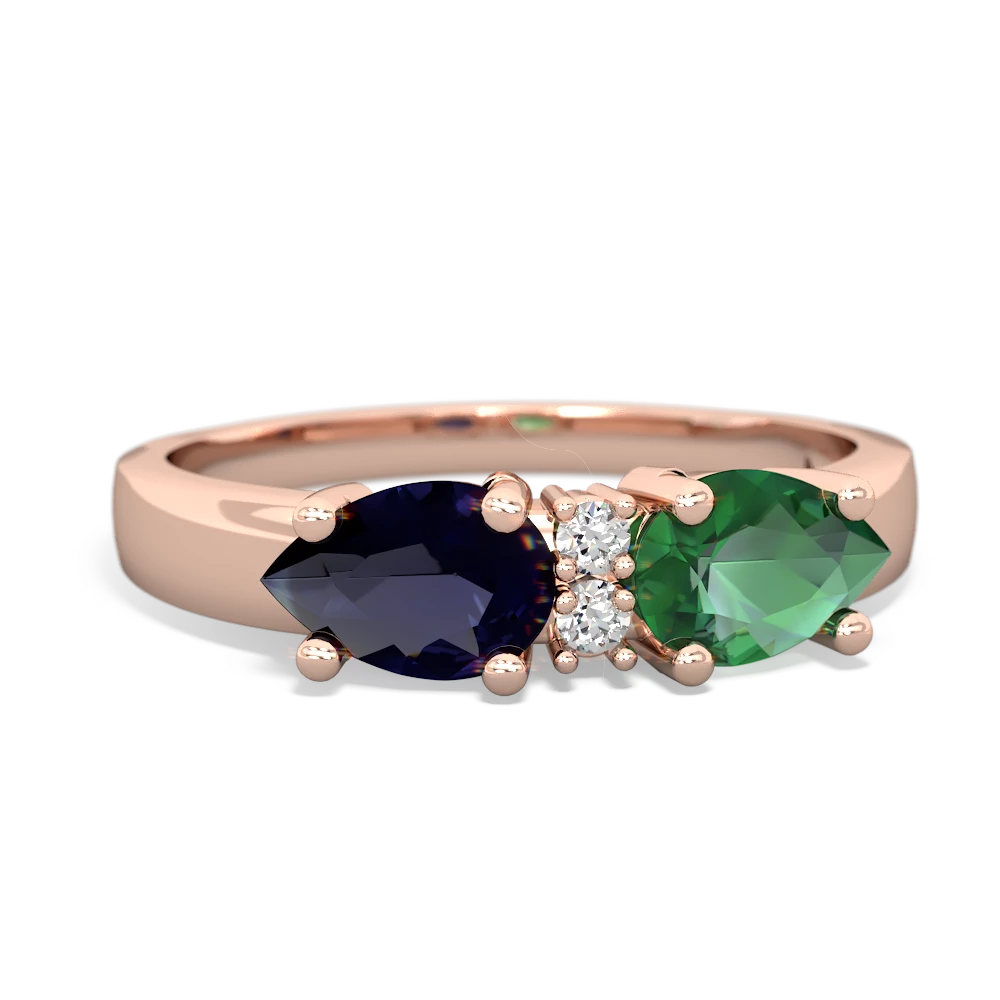 Lab Emerald Pear Bowtie 14K Rose Gold ring R0865