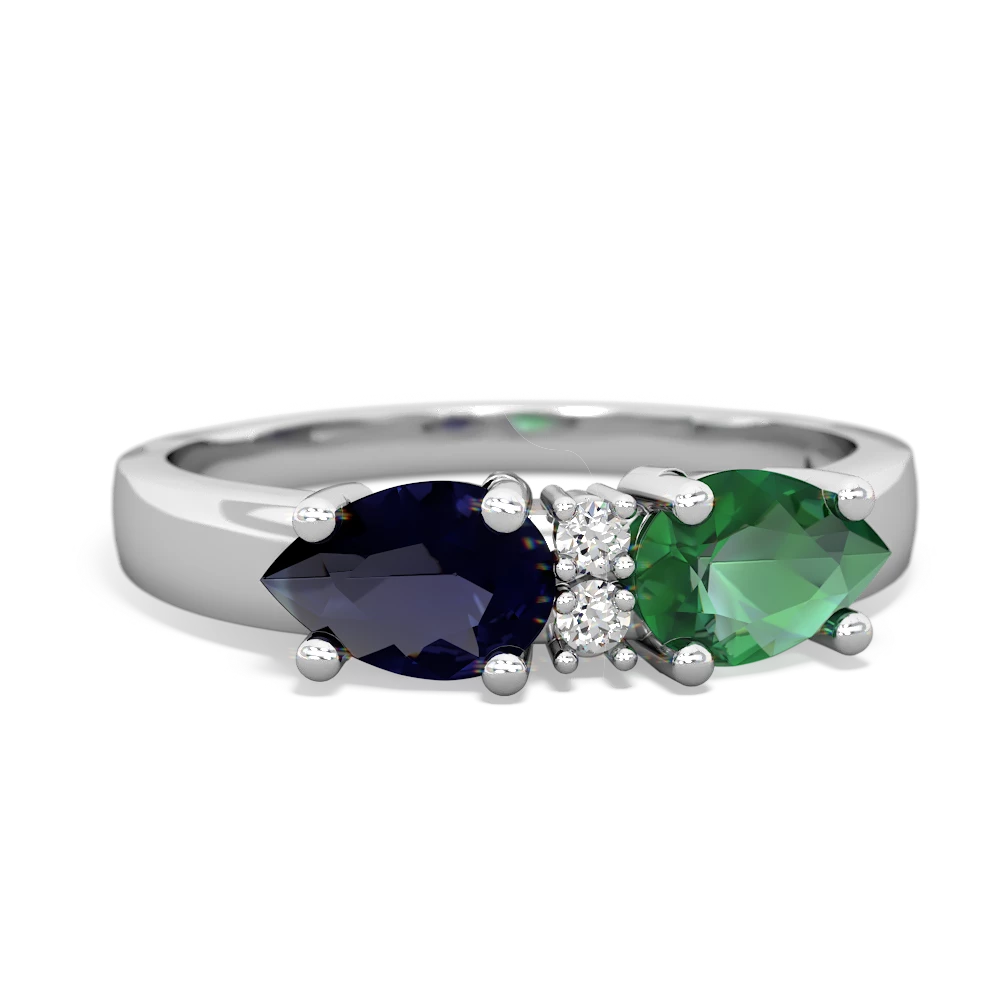 Lab Emerald Pear Bowtie 14K White Gold ring R0865