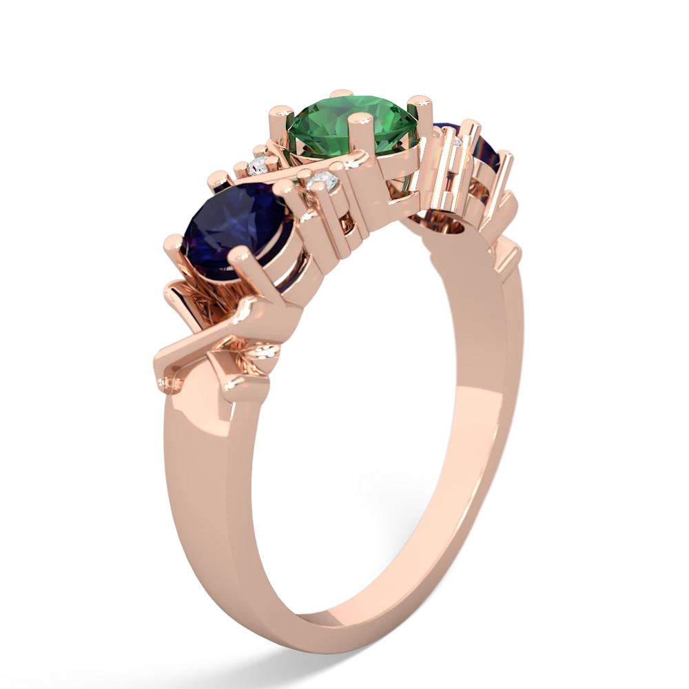 Lab Emerald Hugs And Kisses 14K Rose Gold ring R5016