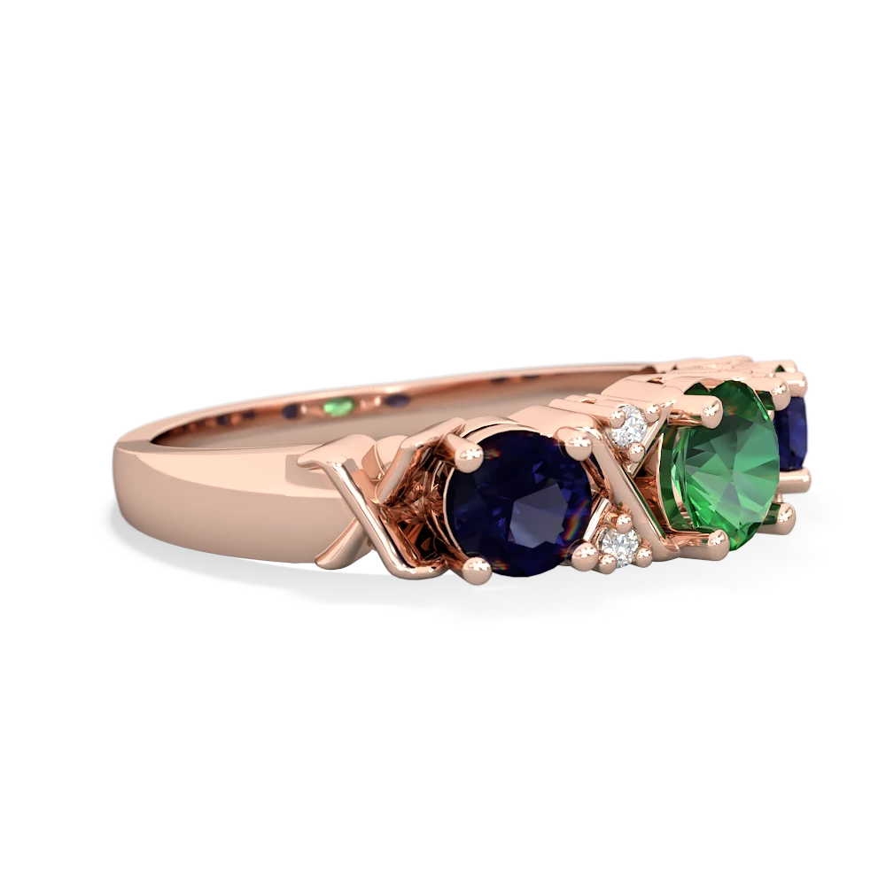 Lab Emerald Hugs And Kisses 14K Rose Gold ring R5016