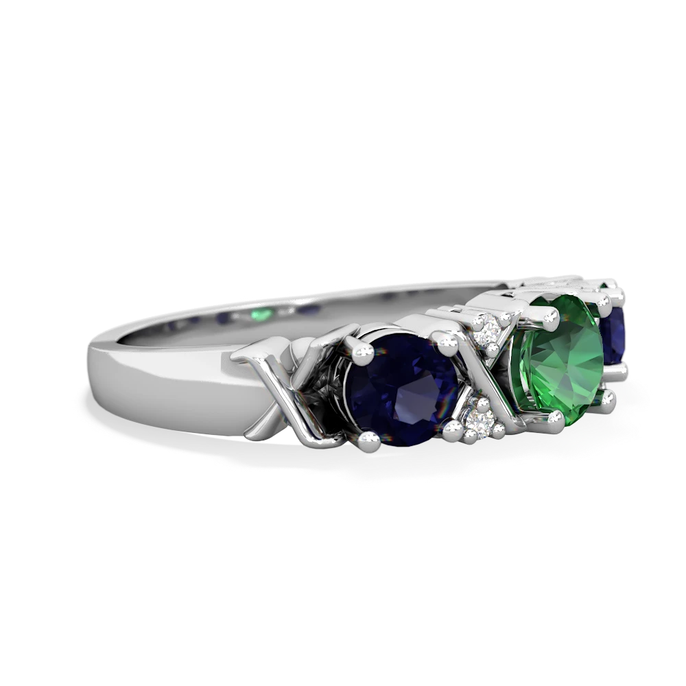 Lab Emerald Hugs And Kisses 14K White Gold ring R5016