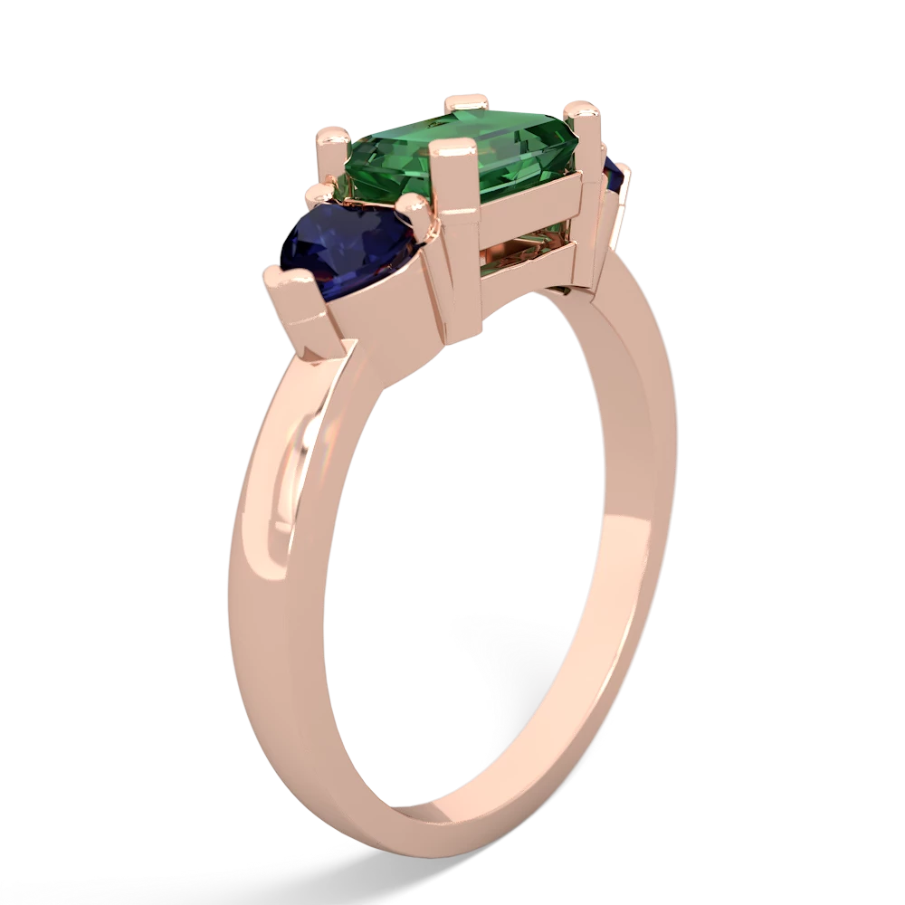 Lab Emerald Three Stone 14K Rose Gold ring R5235