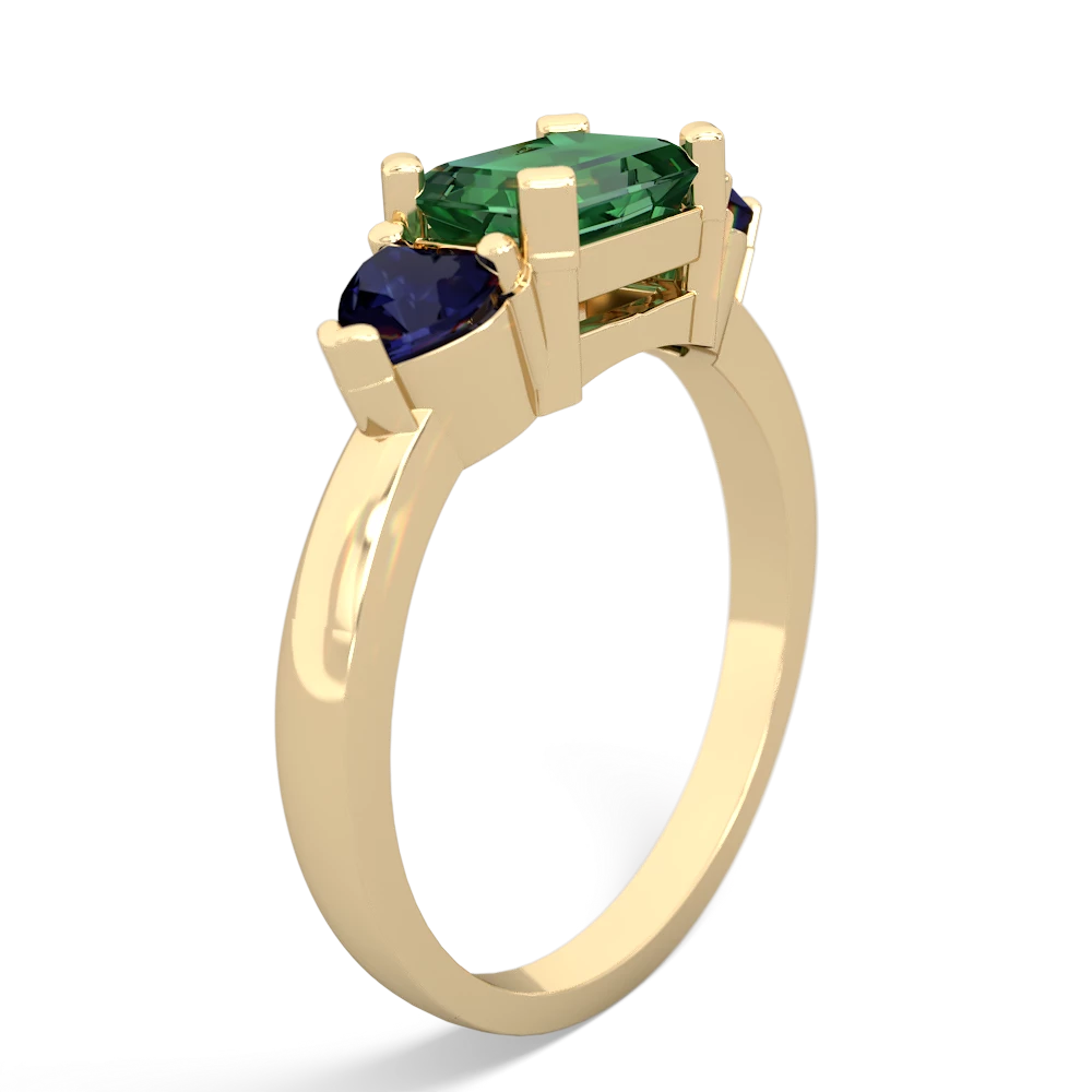 Lab Emerald Three Stone 14K Yellow Gold ring R5235