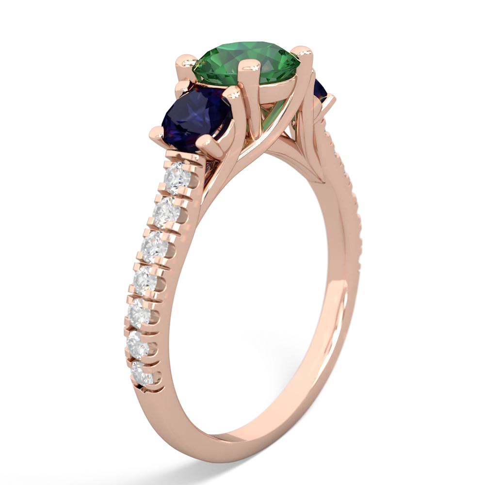 Lab Emerald Pave Trellis 14K Rose Gold ring R5500