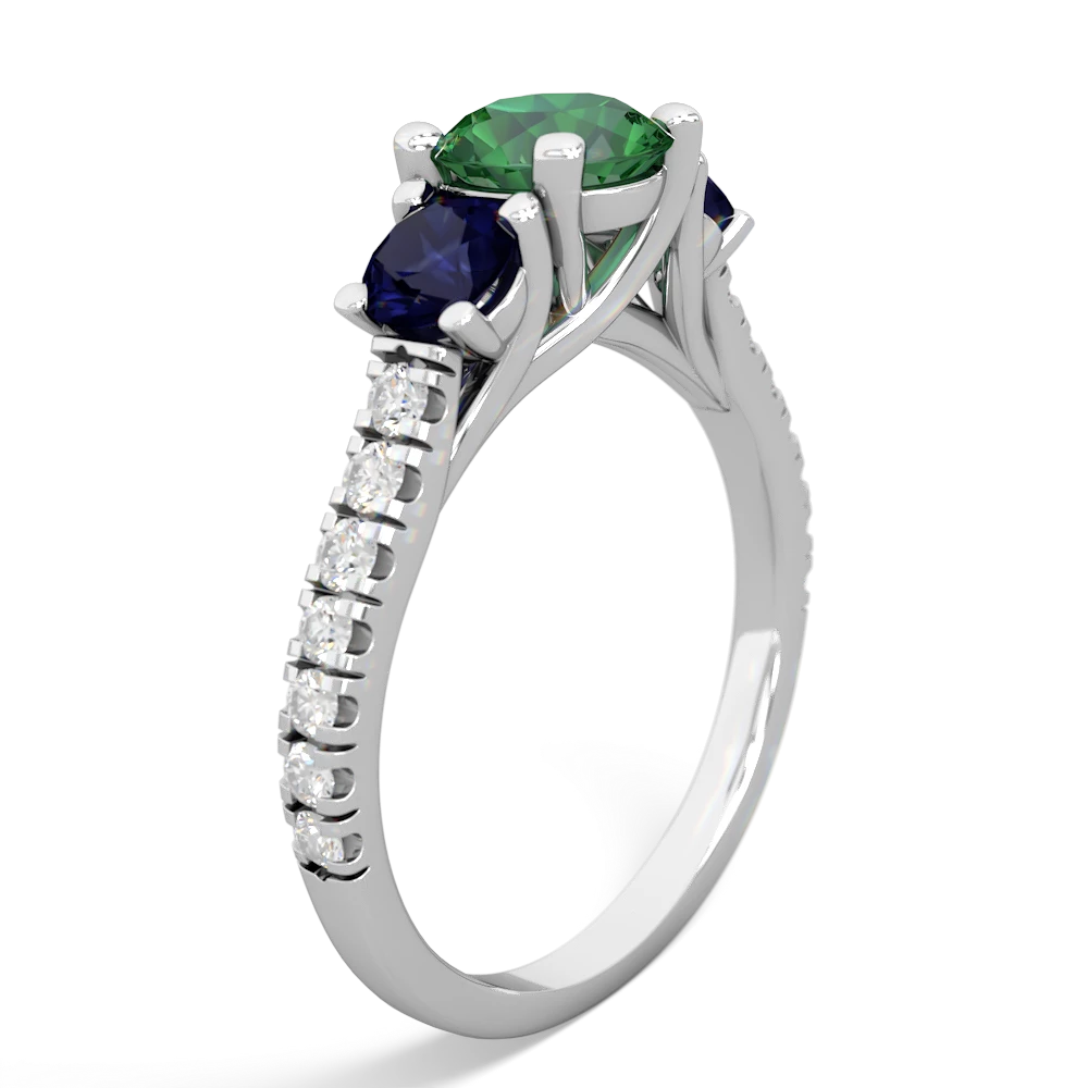 Lab Emerald Pave Trellis 14K White Gold ring R5500