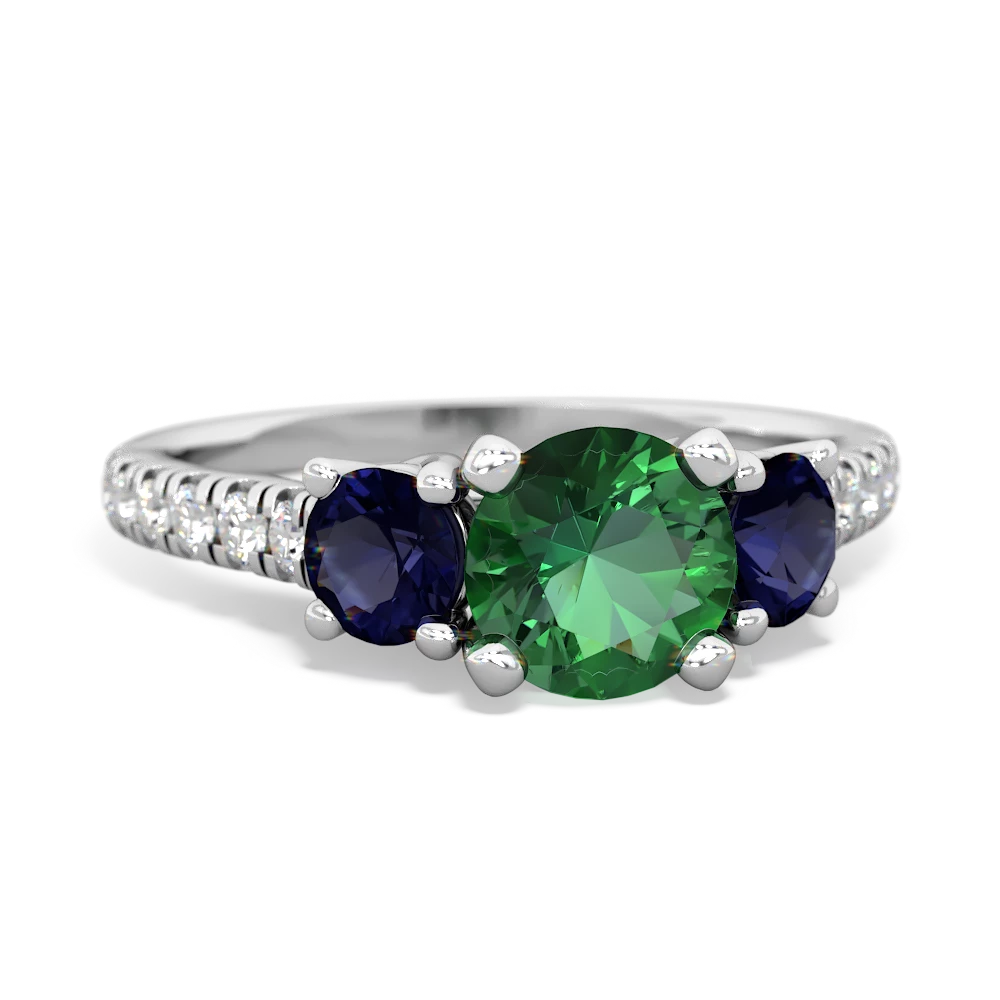 Lab Emerald Pave Trellis 14K White Gold ring R5500