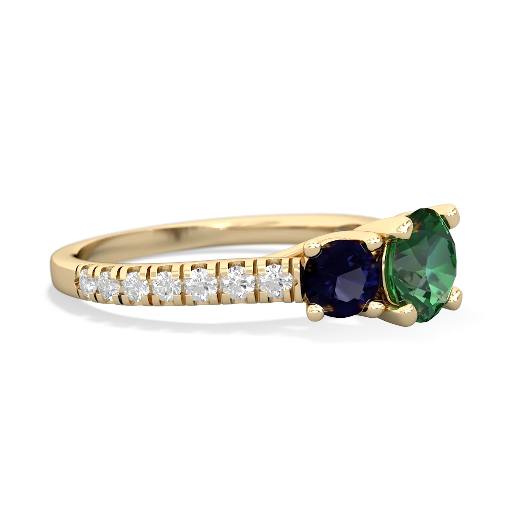 Lab Emerald Pave Trellis 14K Yellow Gold ring R5500