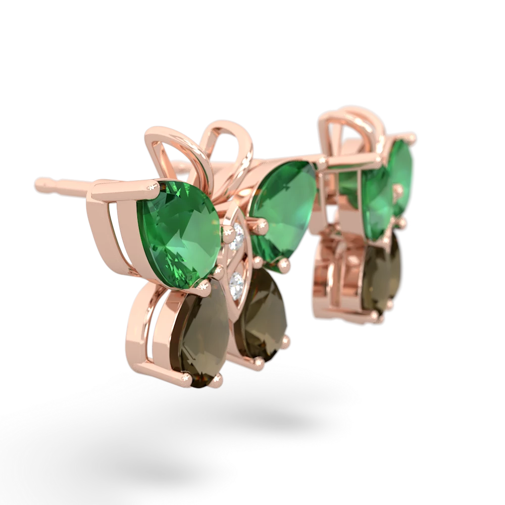 Lab Emerald Butterfly 14K Rose Gold earrings E2215