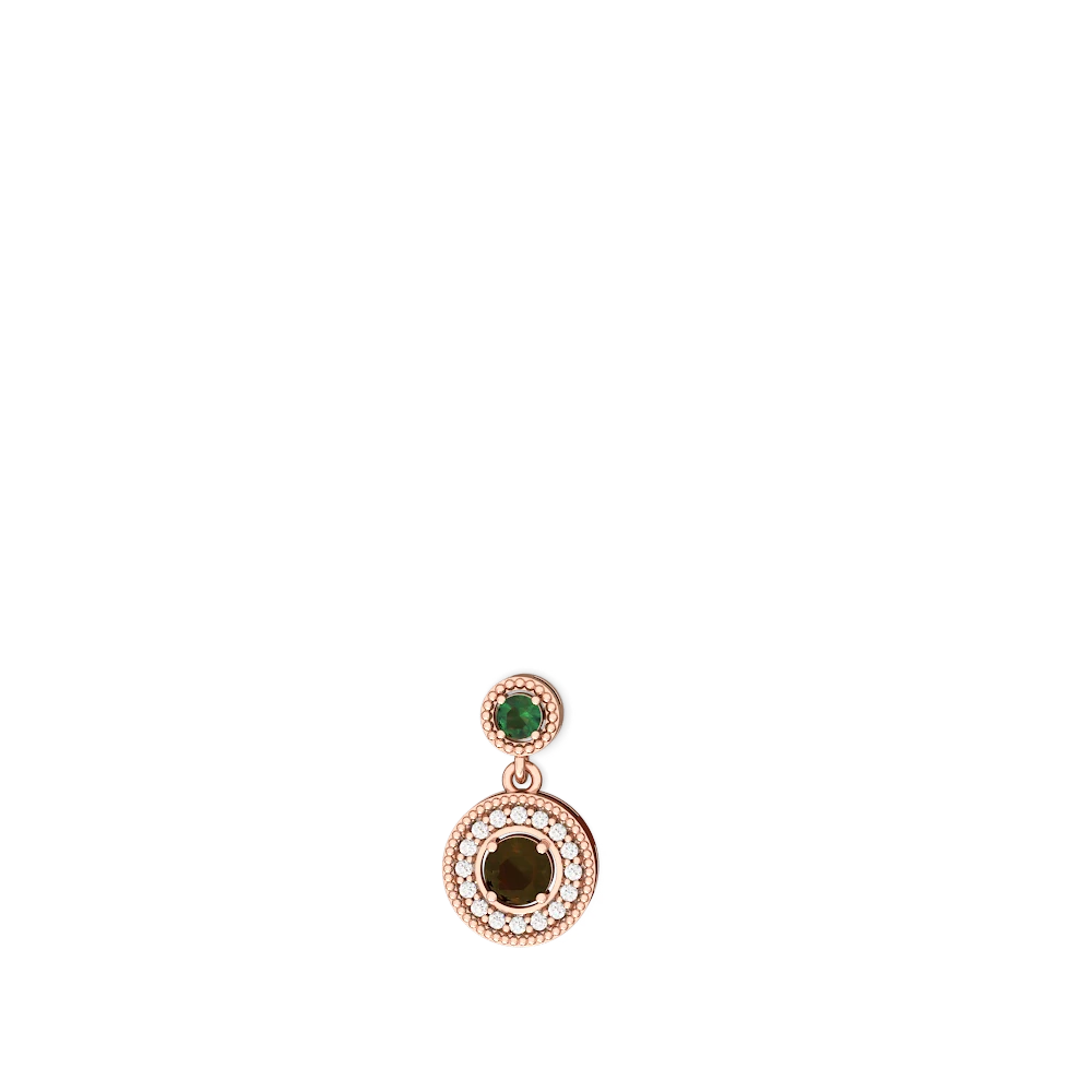 Lab Emerald Halo Dangle 14K Rose Gold earrings E5319