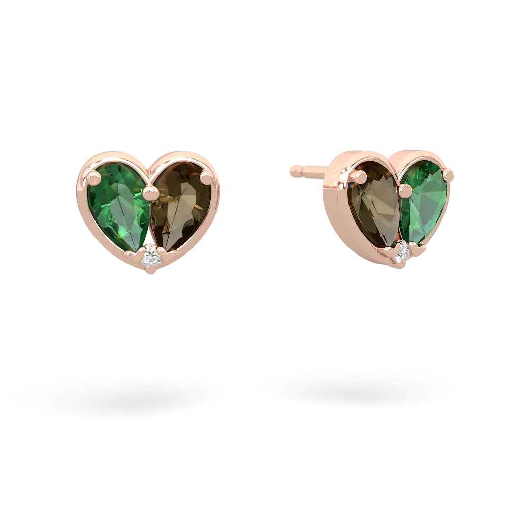 Lab Emerald 'Our Heart' 14K Rose Gold earrings E5072