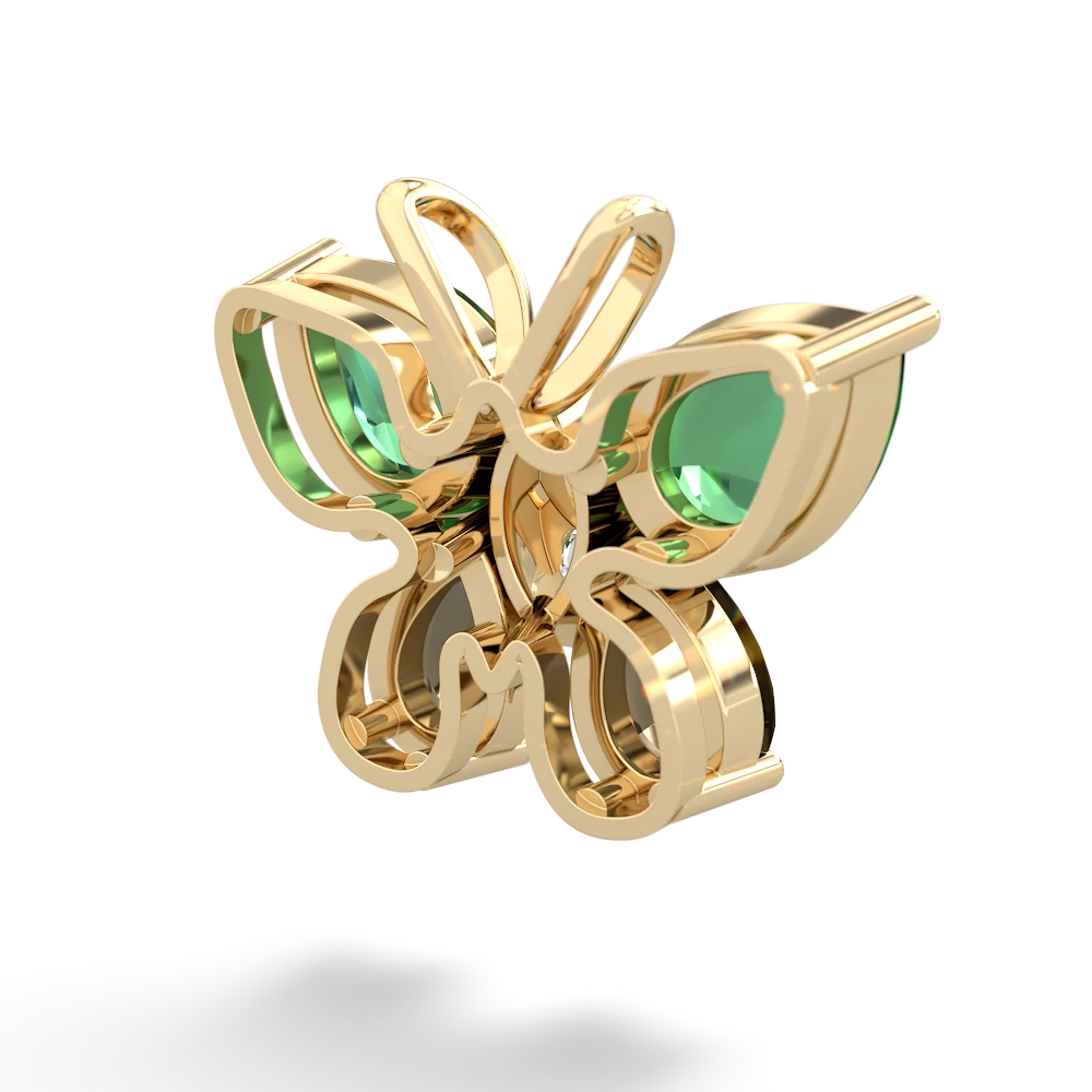 Lab Emerald Butterfly 14K Yellow Gold pendant P2215