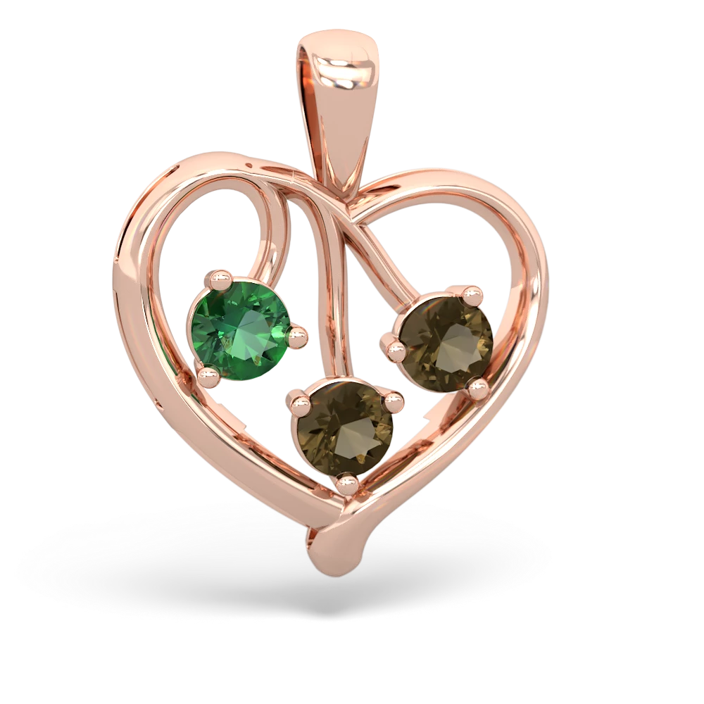 Lab Emerald Glowing Heart 14K Rose Gold pendant P2233