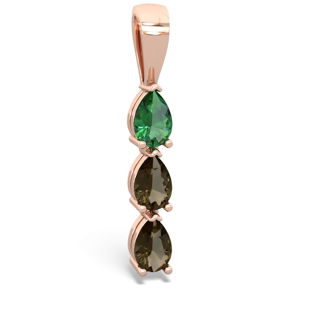 Lab Emerald Dew Drops 14K Rose Gold pendant P2251