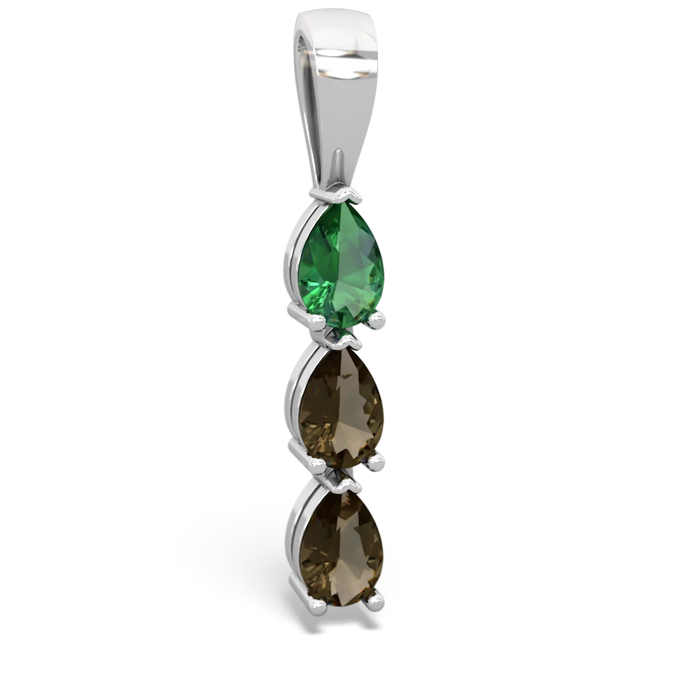 Lab Emerald Dew Drops 14K White Gold pendant P2251