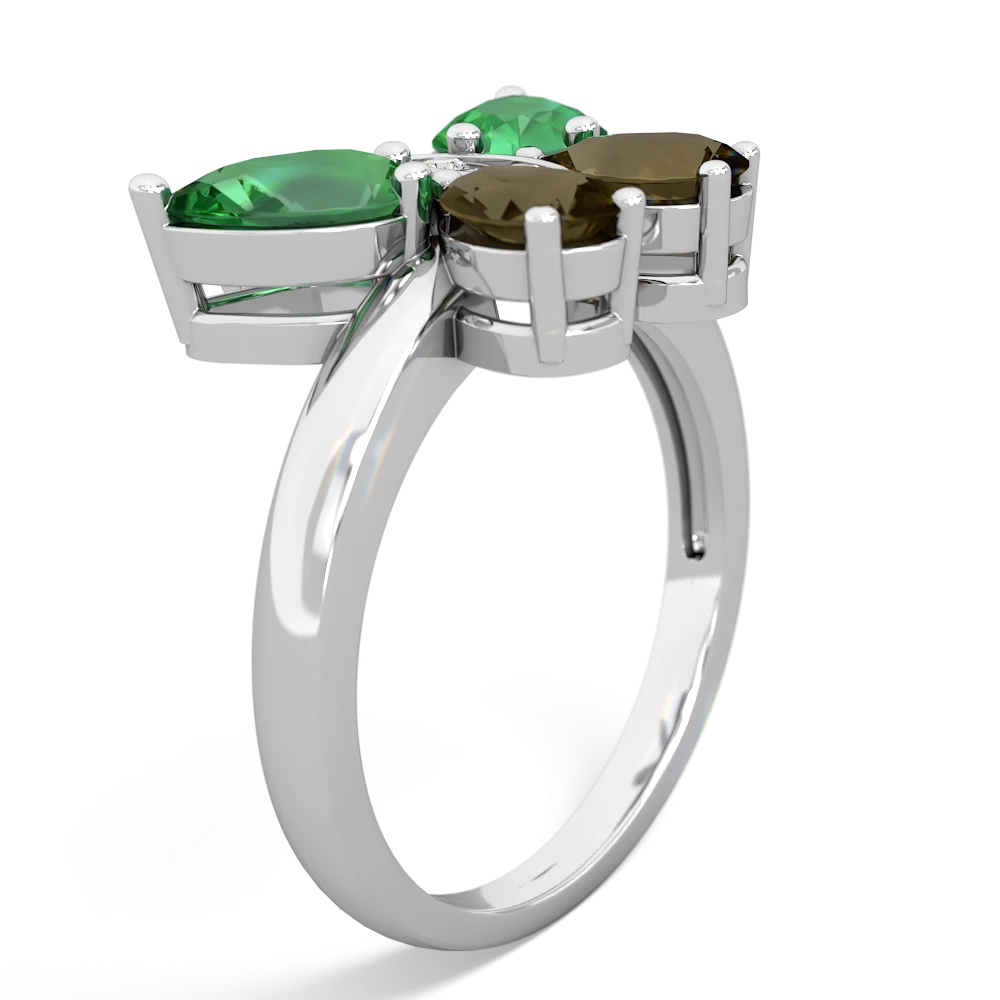 Lab Emerald Butterfly 14K White Gold ring R2215