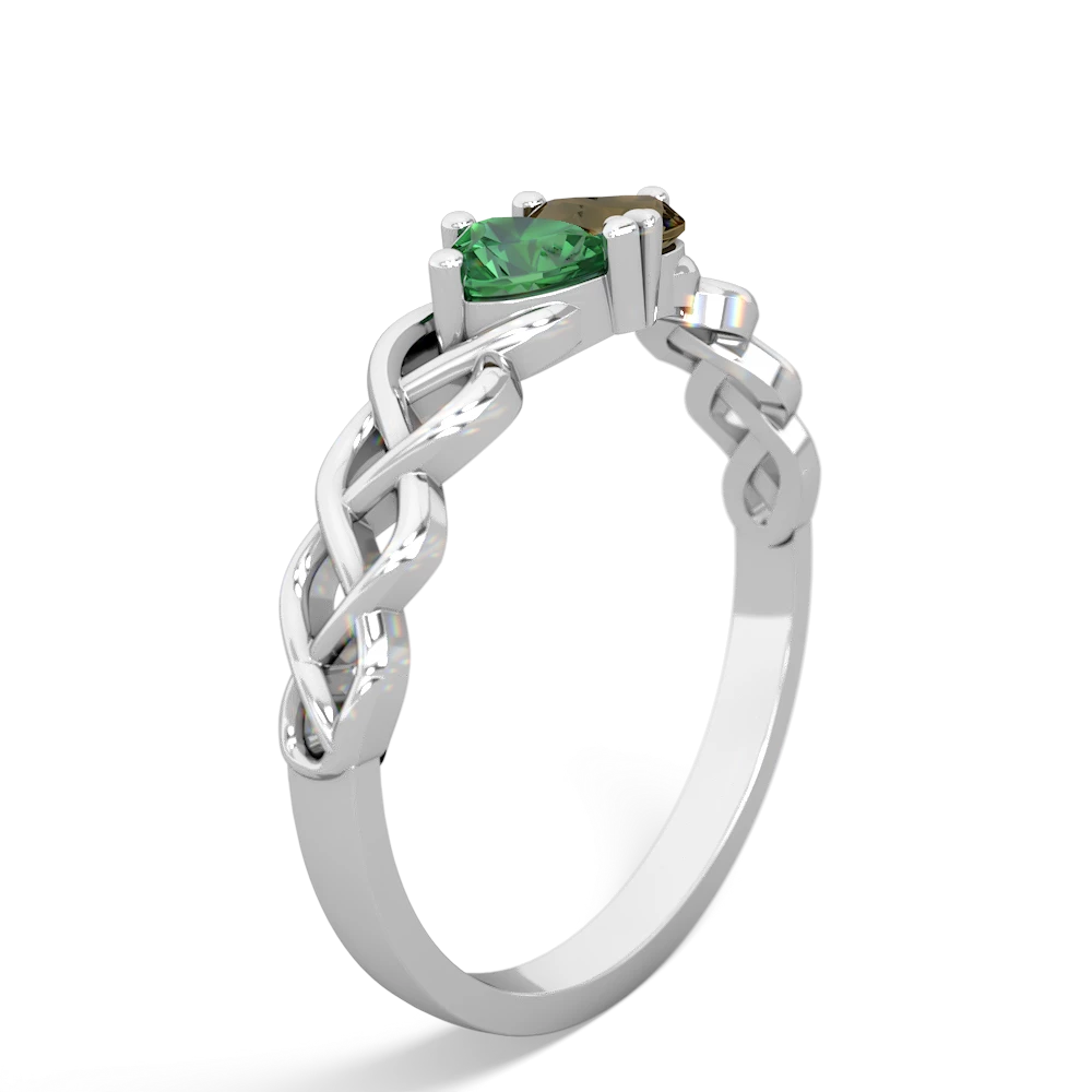 Lab Emerald Heart To Heart Braid 14K White Gold ring R5870