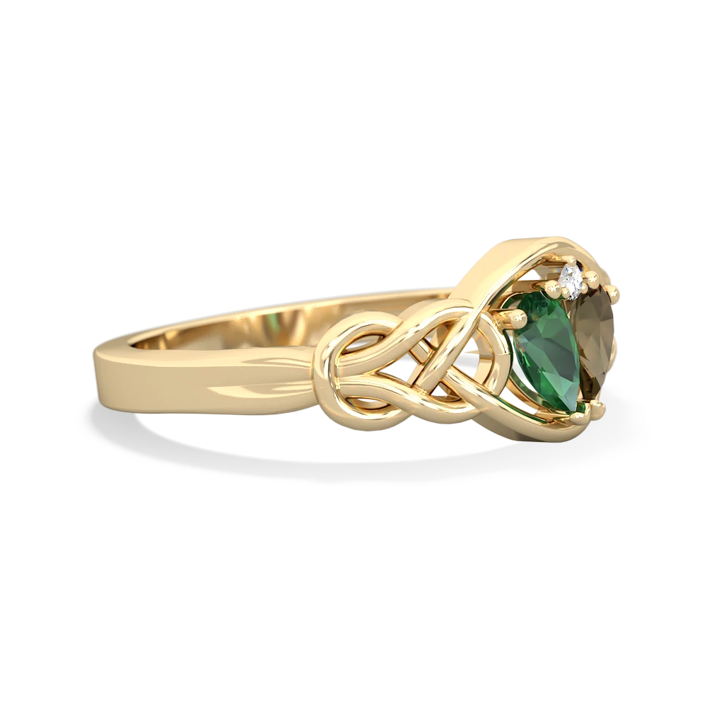 Lab Emerald Celtic Love Knot 14K Yellow Gold ring R5420