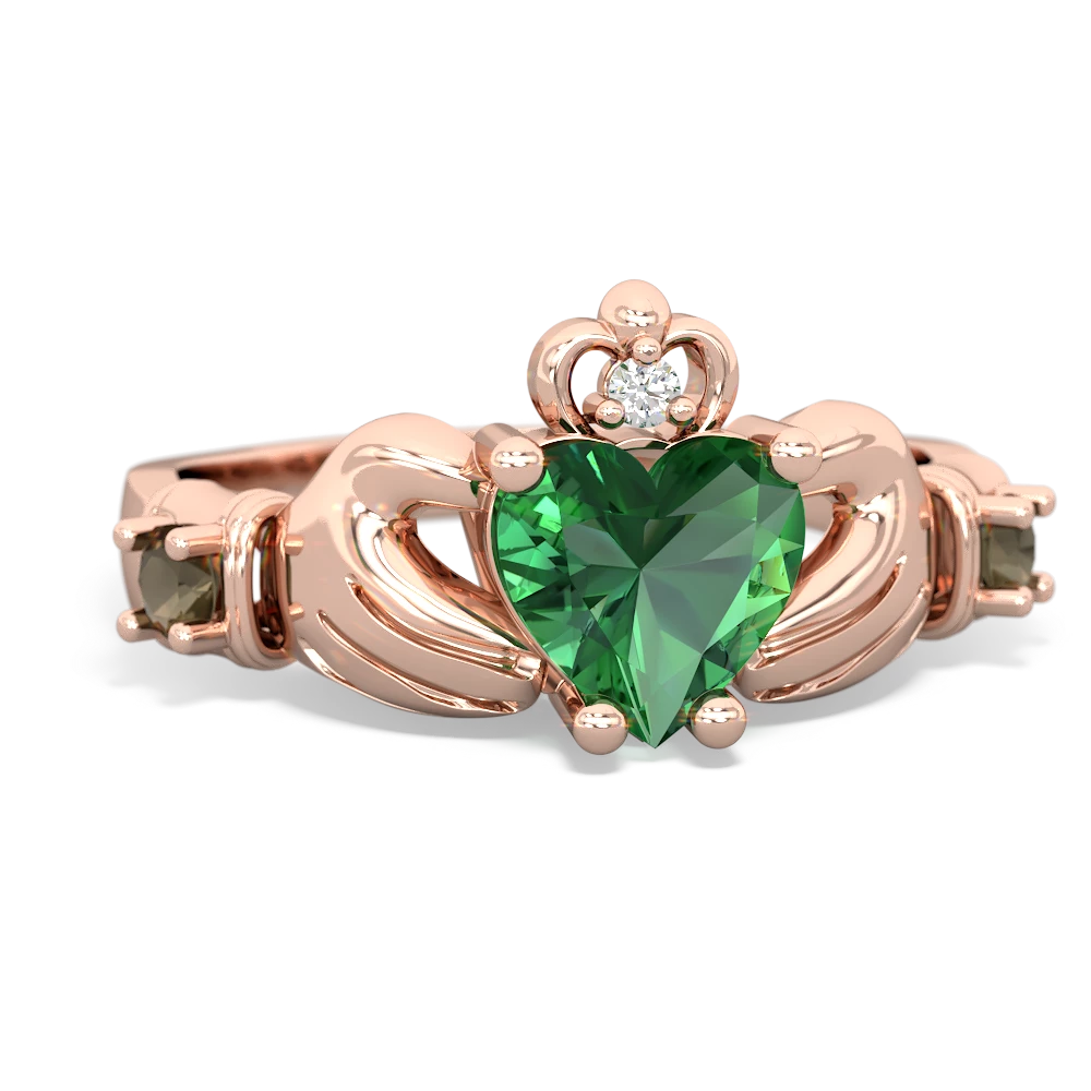 Lab Emerald Claddagh Keepsake 14K Rose Gold ring R5245