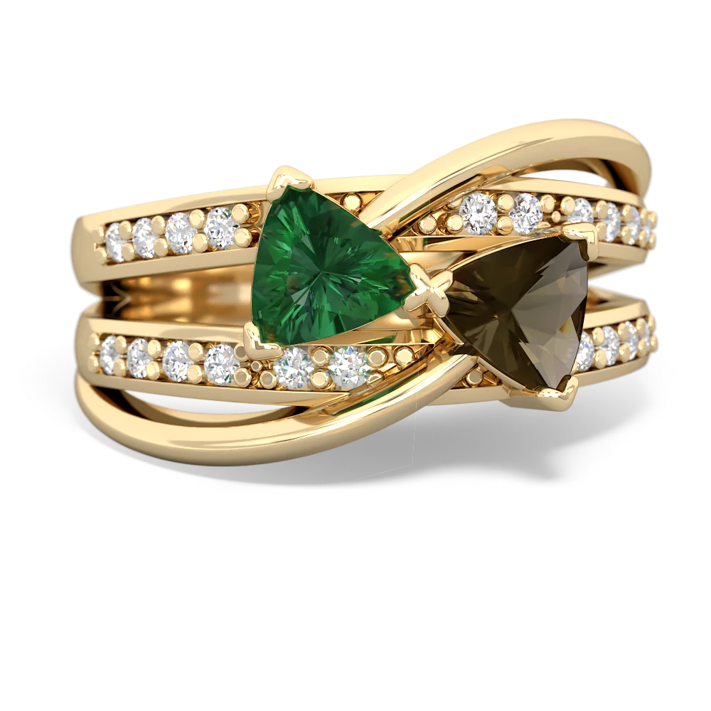 Lab Emerald Bowtie 14K Yellow Gold ring R2360