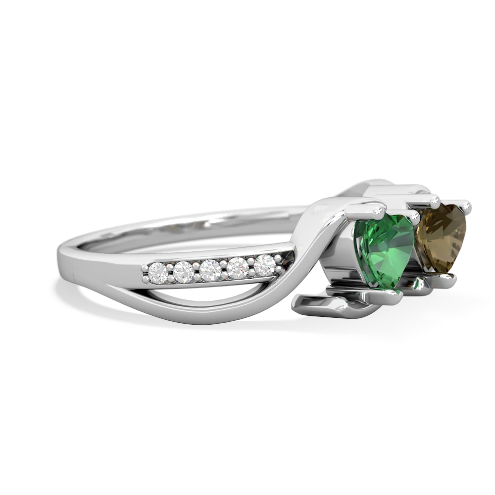 Lab Emerald Side By Side 14K White Gold ring R3090