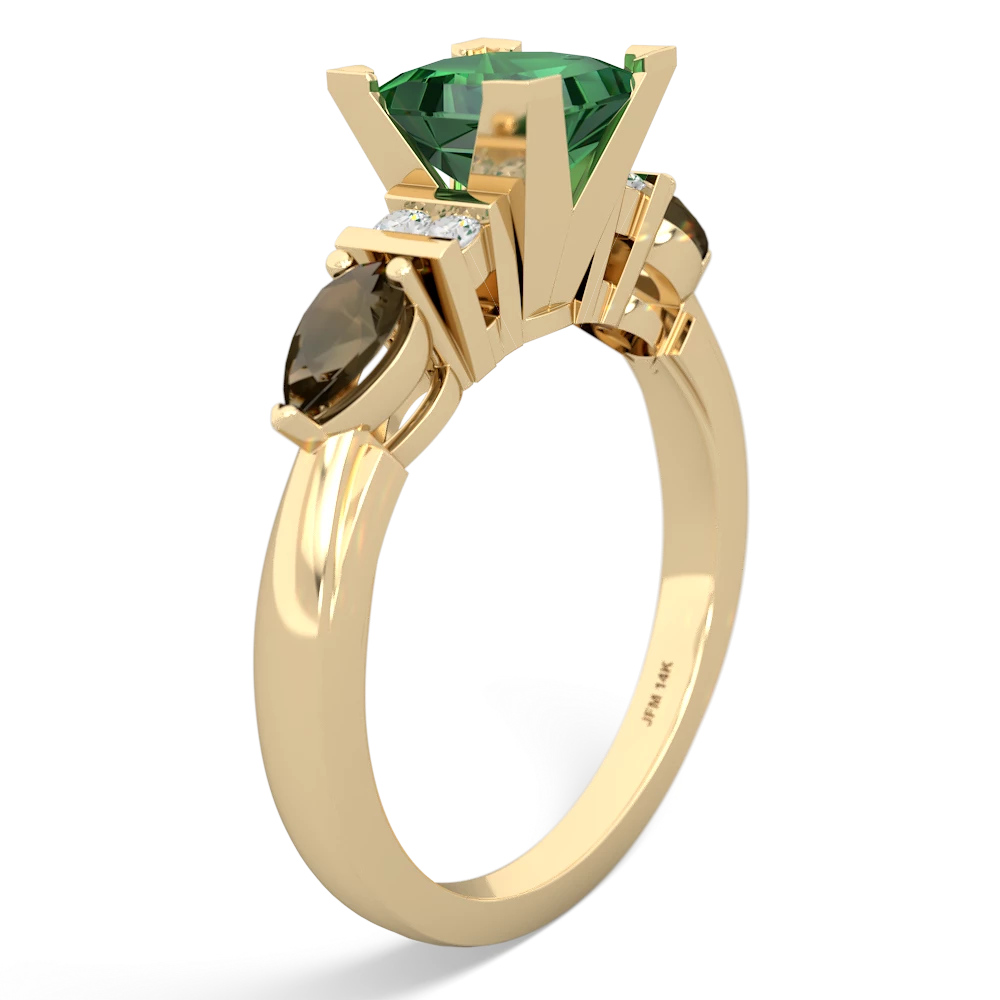 Lab Emerald 6Mm Princess Eternal Embrace Engagement 14K Yellow Gold ring C2002