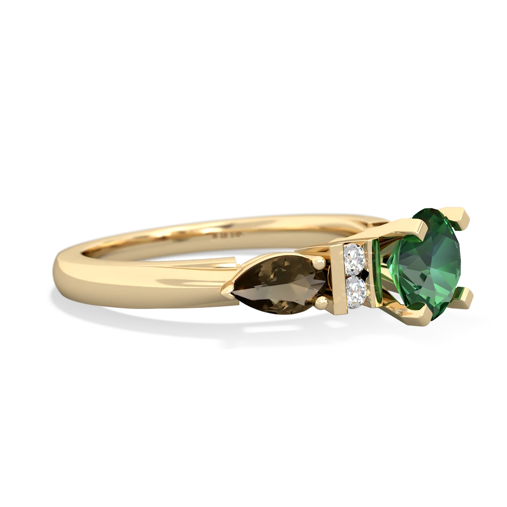 Lab Emerald 6Mm Round Eternal Embrace Engagement 14K Yellow Gold ring R2005