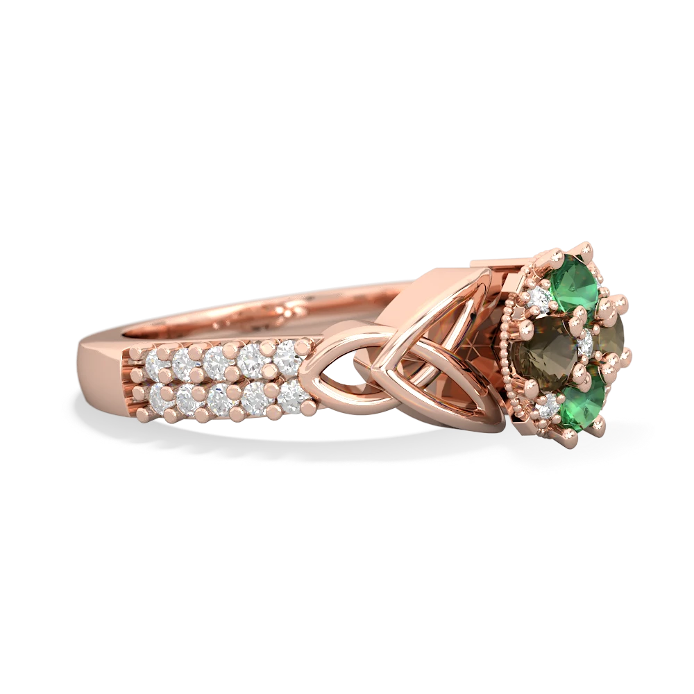 Lab Emerald Celtic Knot Cluster Engagement 14K Rose Gold ring R26443RD